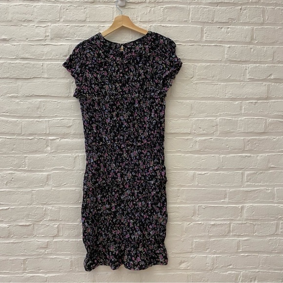 Free People || Smocked Floral Dress Black Small - Picture 4 of 8